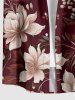 Ensemble de plage hawaïen assorti pour couple à motif fleurs, feuilles et branches - Rouge foncé 