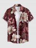 Ensemble de plage hawaïen assorti pour couple à motif fleurs, feuilles et branches - Rouge foncé 