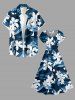 Flowers Leaf Print Matching Hawaii Beach Outfit For Couples -  