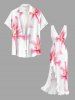 Flowers Watercolor Print Matching Hawaii Beach Outfit For Couples -  