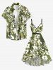 Flower Leaf Tie Dye Print Matching Hawaii Beach Outfit For Couples -  