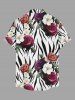 Tenue assortie hawaïenne pour couple à imprimé rayures zèbre, feuilles et fleurs - Blanc Lait 