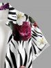 Tenue assortie hawaïenne pour couple à imprimé rayures zèbre, feuilles et fleurs - Blanc Lait 