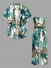 Ensemble assorti hawaïen pour couple avec imprimé cocotier - Turquoise Foncée 