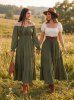 Jupe grande taille à lacets et œillets avec volants à la taille - Vert profond 2X | US 18-20