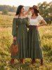 Plus Size Off The Shoulder Solid Elastic Waist A Line Dress with Removable Shoulder Strap -  