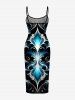 Robe ajustée hawaïenne à imprimé floral baroque et volutes vintage - Noir 6X