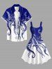 Robe débardeur hawaïenne à imprimé pieuvre et à blocs de couleur (bretelles réglables) - Bleu profond 5X