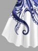 Robe débardeur hawaïenne à imprimé pieuvre et à blocs de couleur (bretelles réglables) - Bleu profond 5X