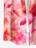 Chemise hawaïenne pour homme à imprimé tie-dye fleurs, avec boutons et poche - Rose clair 2XL