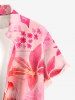 Chemise hawaïenne pour homme à imprimé tie-dye fleurs, avec boutons et poche - Rose clair 2XL