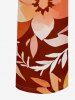 Combinaison hawaïenne à poches à imprimé ombré fleurs et feuilles avec ceinture et bretelles amovibles - Rouge brique XXS