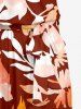 Combinaison hawaïenne à poches à imprimé ombré fleurs et feuilles avec ceinture et bretelles amovibles - Rouge brique XXS