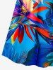 Robe camisole hawaïenne à imprimé fleurs et feuilles, décolleté croisé - Bleu 6X
