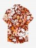 Ombre Flower Leaf Print Buttons Pocket Hawaii Shirt For Men - Rouge brique 2XL