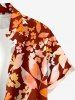 Ombre Flower Leaf Print Buttons Pocket Hawaii Shirt For Men - Rouge brique 2XL