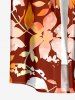 Ombre Flower Leaf Print Buttons Pocket Hawaii Shirt For Men - Rouge brique 2XL