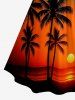 Robe hawaïenne à imprimé dégradé cocotier et coucher de soleil, à bretelles croisées et fronces - Orange 2X