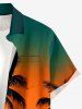Coconut Tree Sunset Ombre Print Buttons Pocket Hawaii Shirt For Men - Orange 6XL