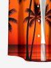 Coconut Tree Sunset Ombre Print Buttons Pocket Hawaii Shirt For Men - Orange 6XL