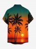 Coconut Tree Sunset Ombre Print Buttons Pocket Hawaii Shirt For Men - Orange 6XL