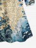 Flower Leaf Branch Letters Print Hawaii Ruffles Cold Shoulder Blouse -  