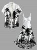 Robe trapèze à imprimé cocotiers et paysage marin, twist hawaïen - Blanc S