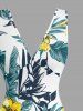 Robe fendue à volants hawaïenne à imprimé fleurs tropicales et feuillage - Blanc S