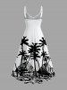 Robe trapèze à imprimé paysage marin et cocotiers, twist hawaïen - Blanc 6X