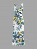 Robe fendue à volants hawaïenne à imprimé floral tropical et feuillage - Blanc XXXL