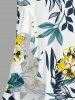 Robe fendue à volants hawaïenne à imprimé floral tropical et feuillage - Blanc XXXL