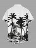 Coconut Tree Seascape Print Hawaii Button Pocket Shirt For Men -  