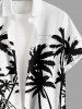 Coconut Tree Seascape Print Hawaii Button Pocket Shirt For Men -  