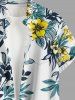 Chemise hawaïenne pour homme à imprimé fleurs, feuilles tropicales et branches, avec poche boutonnée. - Blanc 2XL