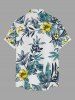 Chemise hawaïenne pour homme à imprimé fleurs, feuilles tropicales et branches, avec poche boutonnée. - Blanc 2XL