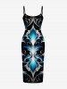 Ensemble de plage hawaïen assorti pour couples, motif floral baroque à volutes vintage - Noir 