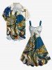 Robe débardeur hawaïenne à imprimé pieuvre (bretelles réglables) - Paon Bleu XXS