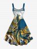 Robe débardeur hawaïenne à imprimé pieuvre (bretelles réglables) - Paon Bleu XXS