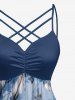 Robe hawaïenne à imprimé fleurs et feuilles, froncée, à bretelles entrecroisées façon treillis - Cadetblue XXS