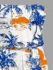 Combinaison hawaïenne à imprimé cocotier et soleil, avec poches, ceinture amovible et bretelles. - Bleu 1X