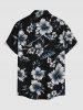 Flower Leaf Print Buttons Pocket Hawaii Shirt For Men -  