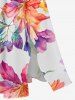 Robe midi trapèze hawaïenne à imprimé ombré fleurs et feuilles avec poches fendues - Rose clair XS