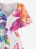 Robe midi trapèze hawaïenne à imprimé ombré fleurs et feuilles avec poches fendues - Rose clair XS