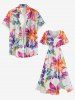 Robe midi trapèze hawaïenne à imprimé ombré fleurs et feuilles avec poches fendues - Rose clair XS