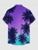 Chemise hawaïenne pour homme à imprimé cocotier et ciel dégradé, avec boutons et poche - Pourpre  S