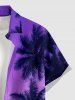 Chemise hawaïenne pour homme à imprimé cocotier et ciel dégradé, avec boutons et poche - Pourpre  S