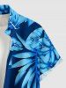 Chemise hawaïenne pour homme à imprimé tropical feuilles et fleurs, avec boutons et poche - Cadetblue S