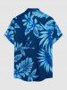 Chemise hawaïenne pour homme à imprimé tropical feuilles et fleurs, avec boutons et poche - Cadetblue S
