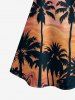 Blouse hawaïenne à épaules dénudées, à volants, imprimé cocotier et ciel dégradé - Rose  XL
