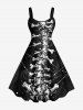 Ensemble assorti à imprimé squelette Halloween pour couple - Noir 